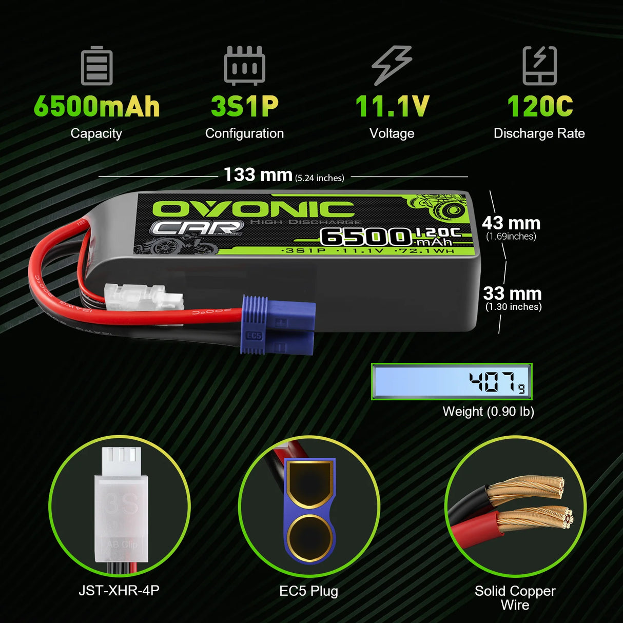 6500mAh / 3S / EC5