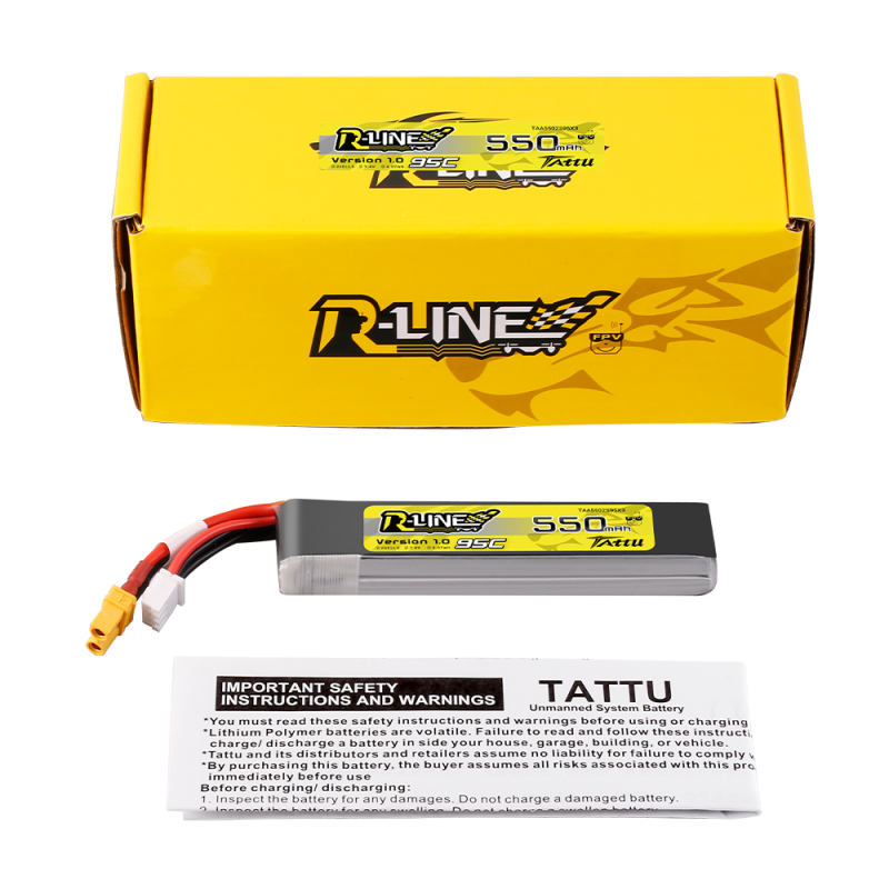 Tattu R-Line 2S 550mAh 7,4V 2S1P 95C Lipo-Akku Langpackung