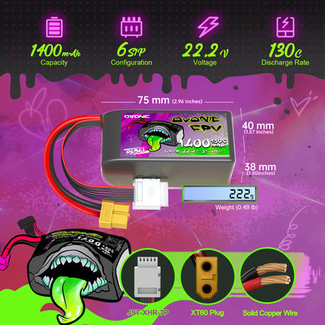 Ovonic Rebel 2.0 6S 1400mAh 130C 22,2V XT60 (2 St.)