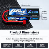Zeee 2S 5200mAh 7.4V 80C Hardcase Deans T Plug LiPo Akku