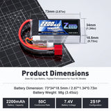 Zeee 2S 2200mAh 7,4V 50C Deans Shorty Lipo Akku (2 Stück)