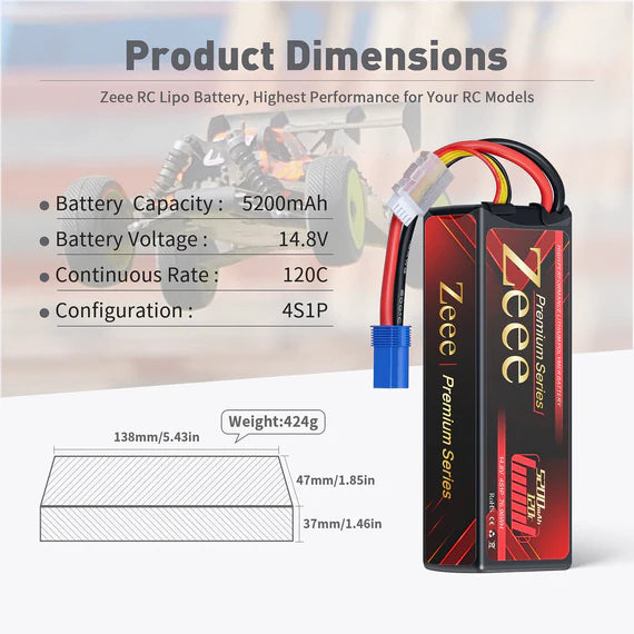 Zeee Premium Series 4S 5200mAh 14,8V 120C Hardcase EC5 (2 Stück)