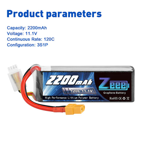 Zeee 3S 2200mAh 11.1V 120C XT60 (2 Stück)