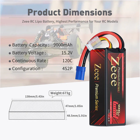 Zeee Premium Series 4S 9000mAh 15,2V 120C Hardcase EC5 (2 Stück)