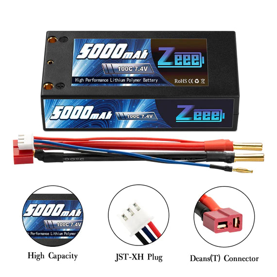 Zeee 2S 5000mAh 7,4V 100C Hardcase Shorty Lipo-Akku Deans