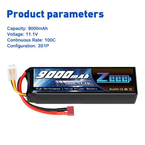 Zeee 3S 9000mAh 11,1V 100C Deans Lipo Akku