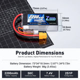 Zeee 2S 2200mAh 7,4V 50C XT60 Shorty Lipo Akku (2 Stück)