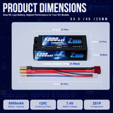 Zeee 2S 5000mAh 7,4V 120C Shorty  5mm Bullet Deans Hardcase (2 Stück)