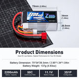Zeee 3S 2200mAh 11,1V 50C Shorty Deans Lipo Akku (2 Stück)