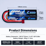 Zeee 2S 8000mAh 7,4V 100C Hardcase Deans (2 Stück)