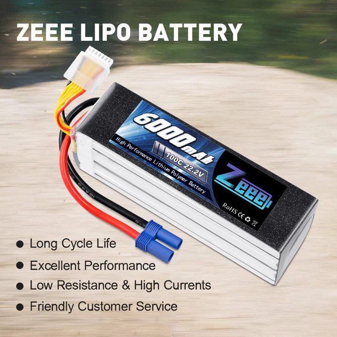 Zeee 6S 6000mAh 22,2V 100C Lipo Akku EC5 (2 Stück)