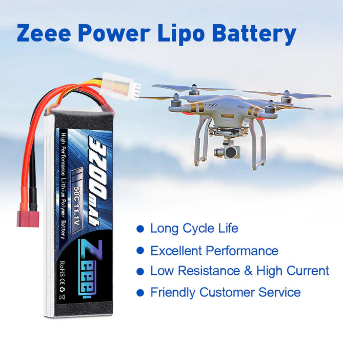 Zeee 3S 3200mAh 11,1V 50C Deans Lipo Akku (2 Stück)