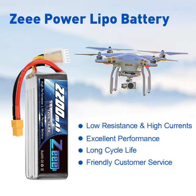 Zeee 4S 2200mAh 14,8V 120C XT60 Graphen-Akku (2 Stück)