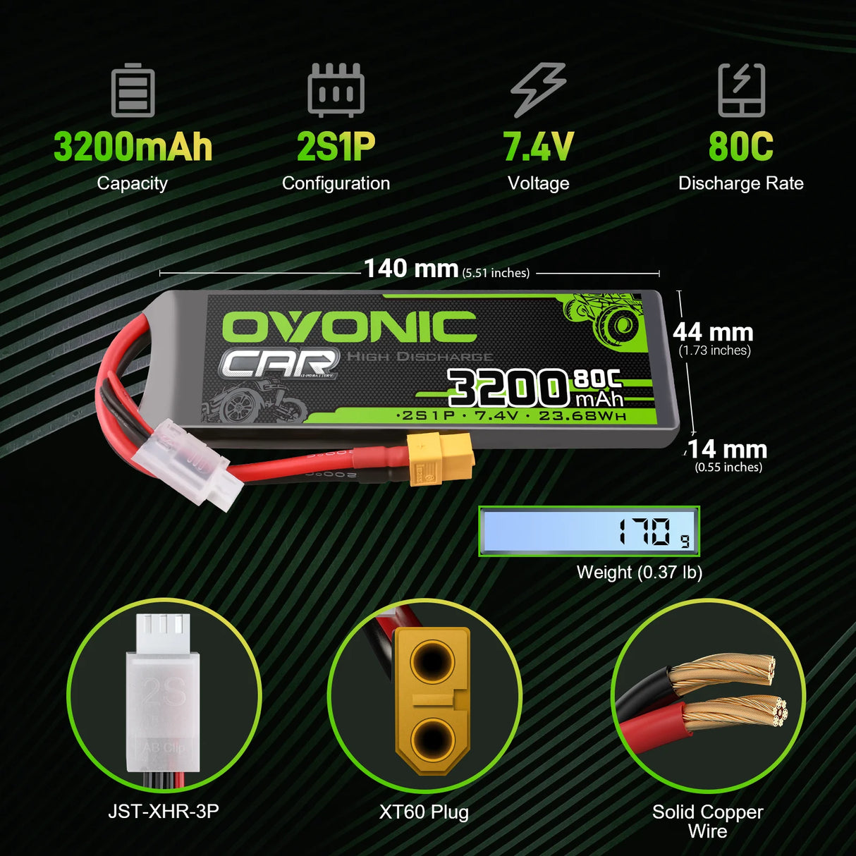 3200mAh / 2S / XT60 + TRA