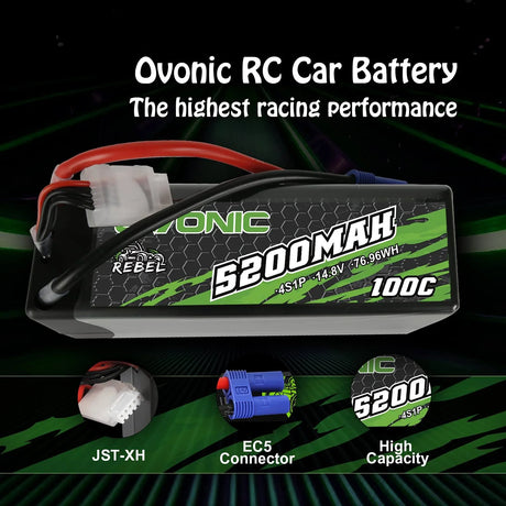 Ovonic Rebel 4S 5200mAh 14,8V 100C Hardcase EC5 LiPo  Akku (2 Stück)