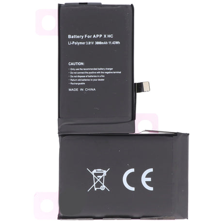 AccuCell 3000mAh Akku passend für Apple iPhone X Li-Polymer 3,81 Volt 11,4Wh high capacity built-in ohne Werkzeug