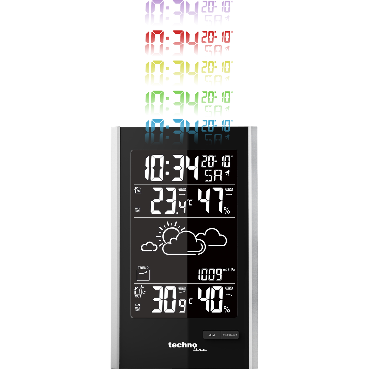 Technoline WS 9060 moderne Wetterstation mit Farbwechselfunktion