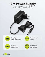 Goobay 12-V-Netzteil (18 W / 1,5 A) - mit DC-Stecker 5,5 mm x 2,1 mm