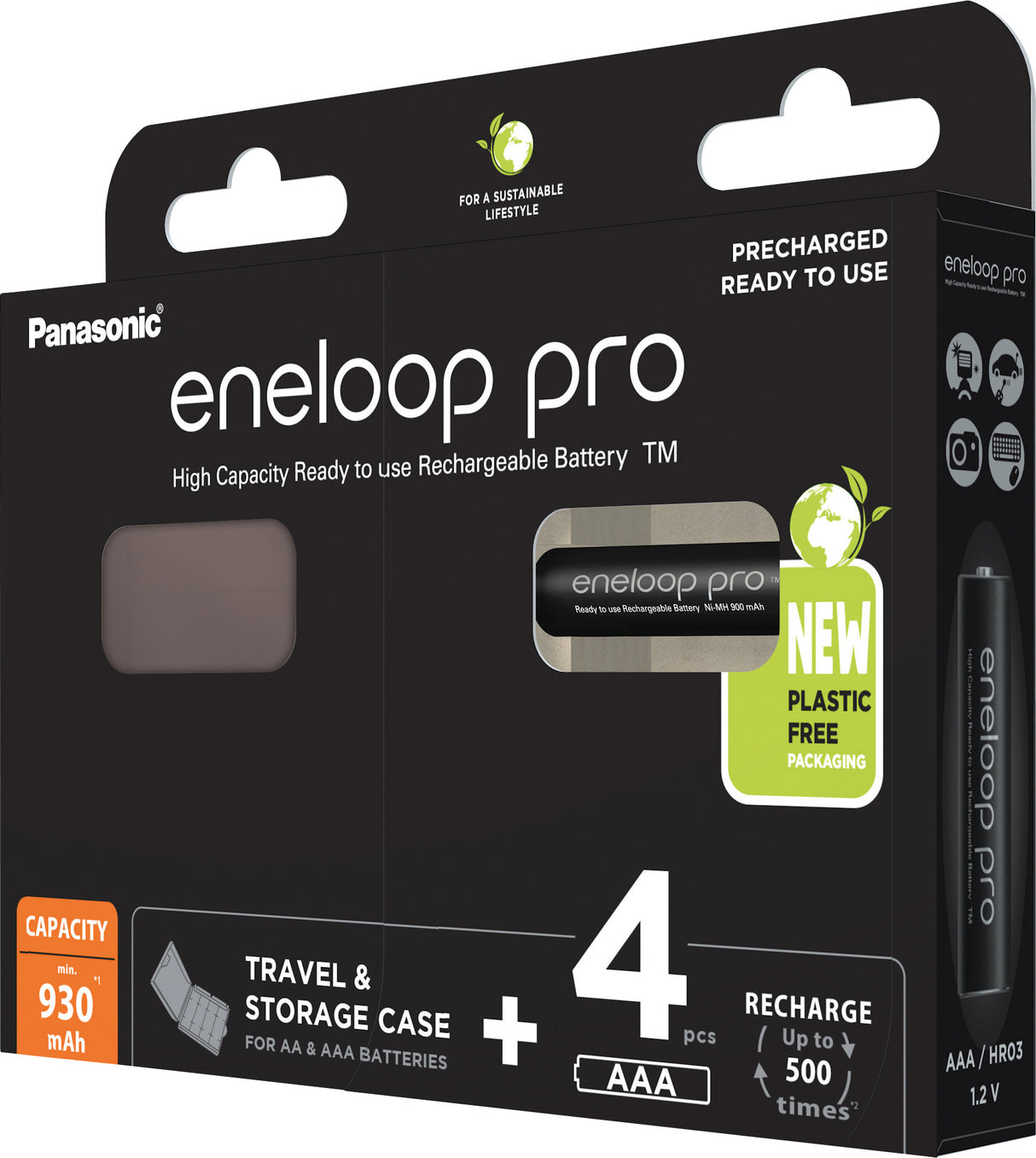 Panasonic Akku NiMH, Micro, AAA, HR03, 1.2V/930mAh Pro, Pre-charged, inkl. Akkubox, Retail-Blister (4-Pack)