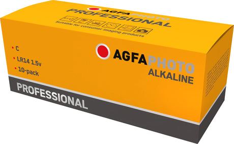 Agfaphoto Batterie Alkaline, Baby, C, LR14, 1.5V Professional, Retail Box (10-Pack)