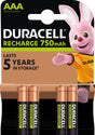Duracell Akku NiMH, Micro, AAA, HR03, 1.2V/750mAh Rechargeable, Pre-ch