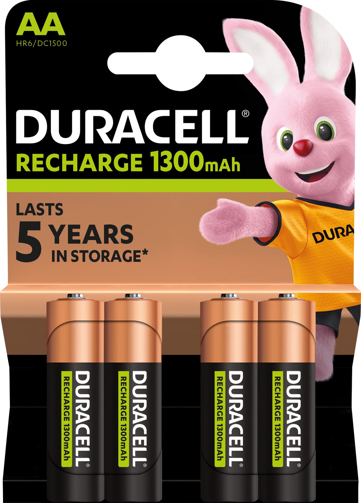 Duracell Akku NiMH, Mignon, AA, HR06, 1.2V/1300mAh Rechargeable, Pre-charged, Retail Blister (4 St.)