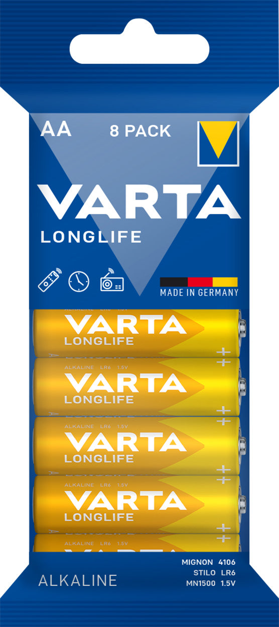 Varta Batterie Alkaline Mignon AA LR06 1,5V Longlife (8er-Pack)