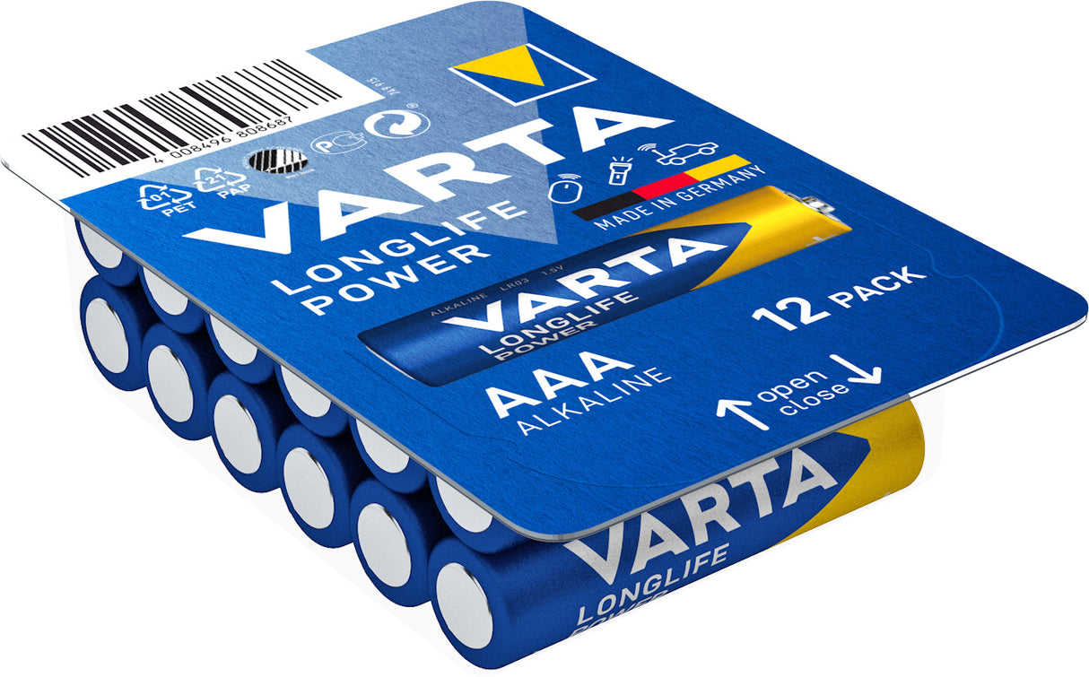 Varta Batterie Alkaline Micro AAA LR03 1,5V Longlife Power 12er-Pack
