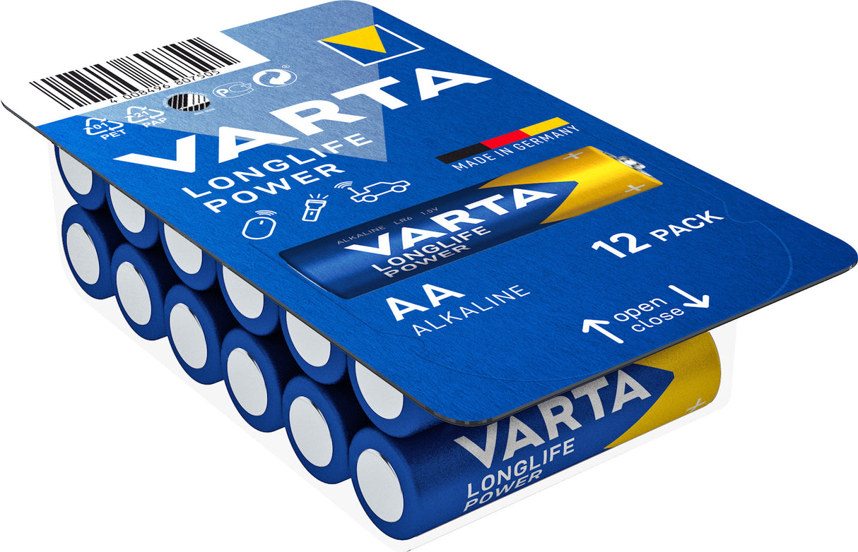 Varta Batterie Alkaline Mignon AA LR06 1,5V Longlife Power 12er-Pack
