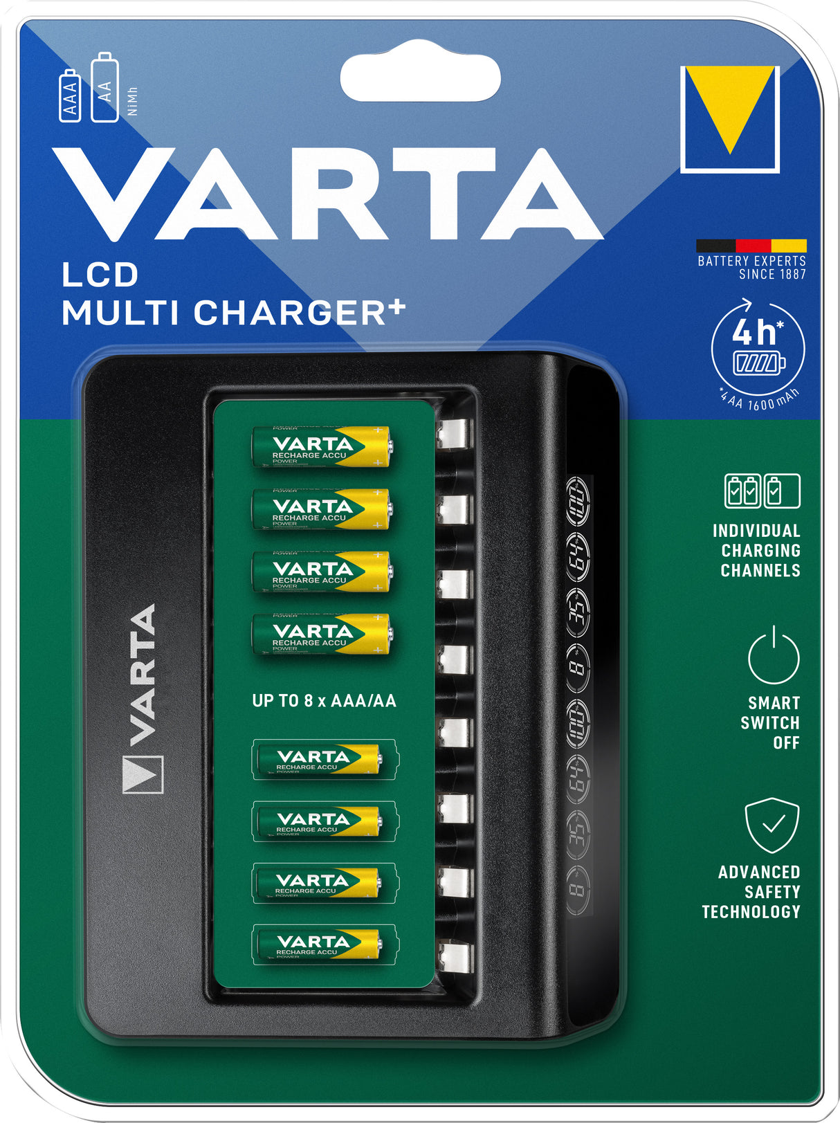 Varta Akku NiMH Universal Ladegerät LCD Multi Charger für AA/AAA USB