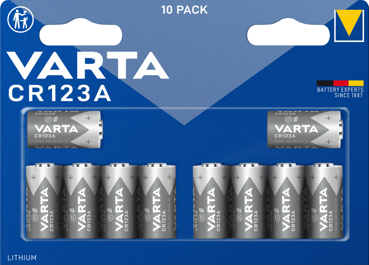 Varta Batterie Lithium CR123A 3V 1430mAh Photo Retail Blister (10-Pack)