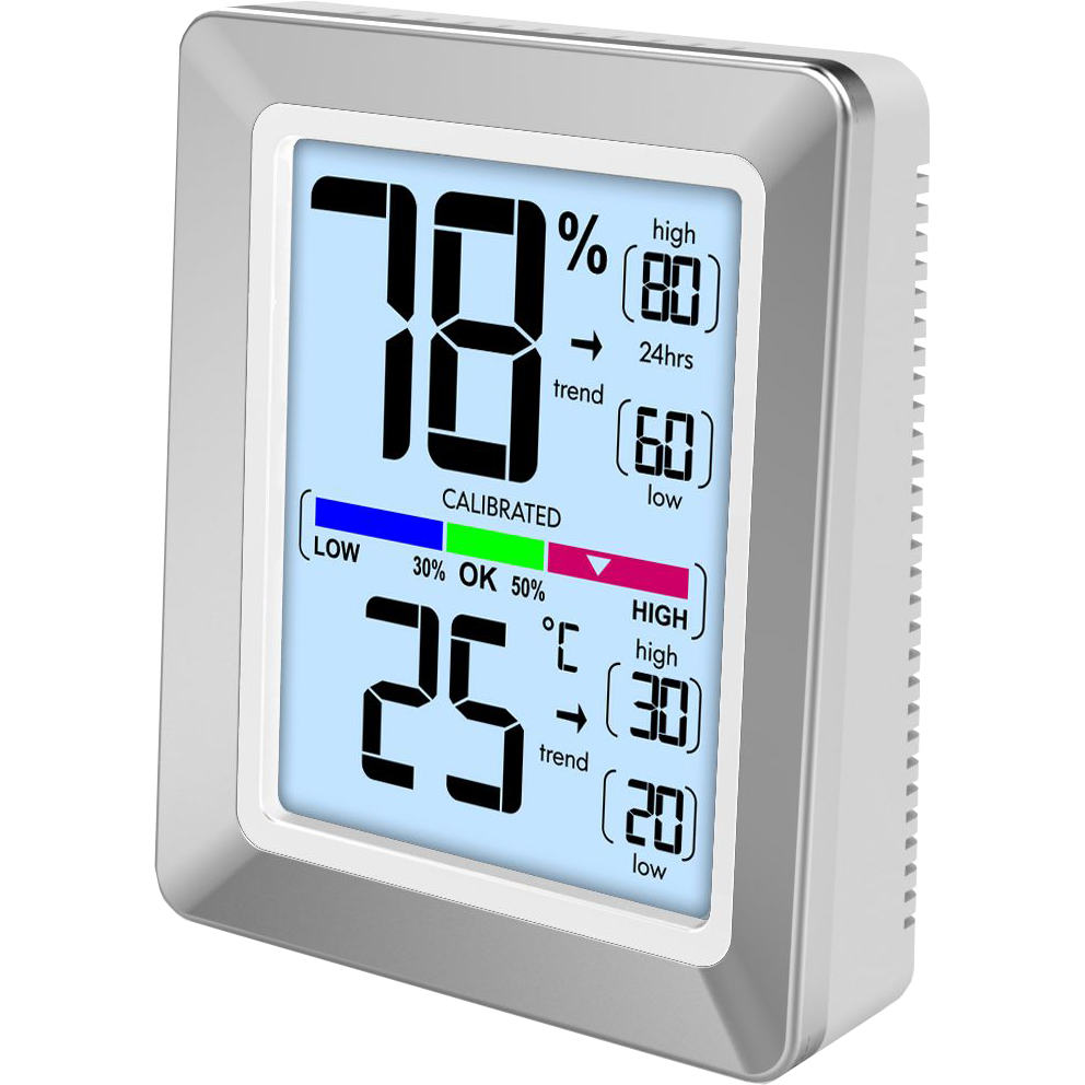 Technoline WS 9460 - moderne Raumklimastation mit Temperatur- und Luftfeuchteanzeige in chrom/weiß
