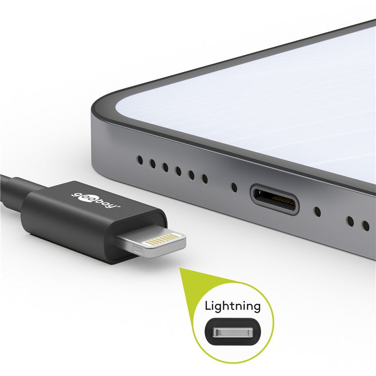 Goobay Lightning USB-C Lade- und Synchronisationskabel, das MFi-Kabel für Apple iPhone, iPad, weiß