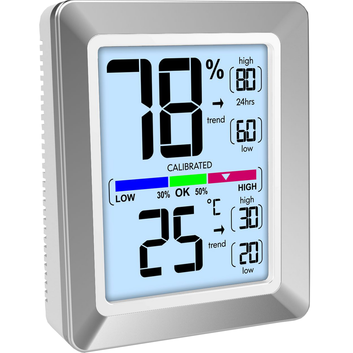 Technoline WS 9460 - moderne Raumklimastation mit Temperatur- und Luftfeuchteanzeige in chrom/weiß