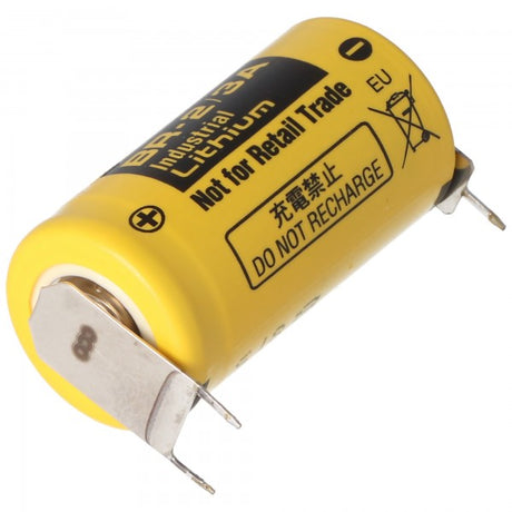 Panasonic BR-2/3A Lithium Batterie mit Print Kontakt ++-, 2er Print Plus und 1er Print Minus, BR17335, 3,0 Volt, Rastermaß 7mm
