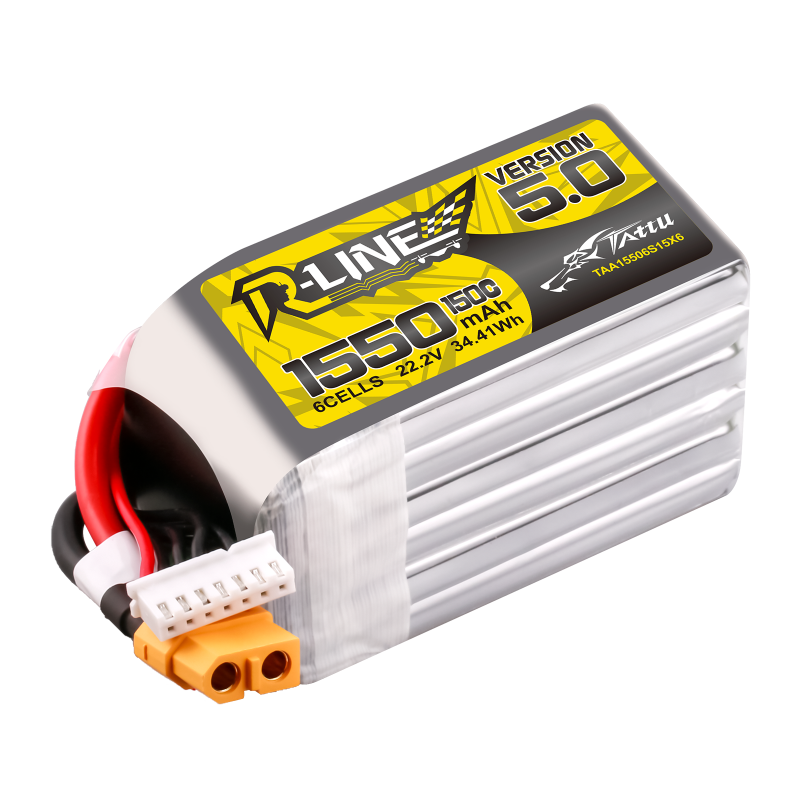 Tattu R-Line Version 5.0 6S 1550mAh 22,2V 150C 6S1P Lipo-Akkupack mit XT60-Stecker