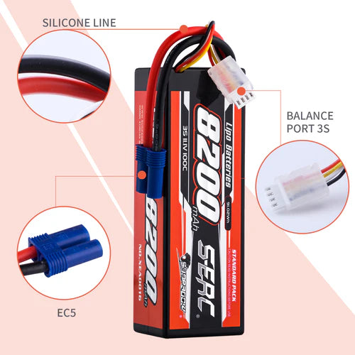 Sunpadow 3S 11,1V Lipo Akku 100C 8200mAh mit EC5 Stecker