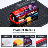 Zeee 3S Lipo-Akku 3S 7200mAh 11,1V 120C Hardcase RC-Akku mit XT90-Anschluss (2 St.)