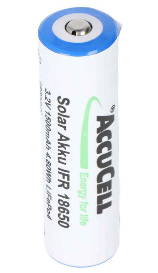 AccuCell 3,2V 1400-1500mAh Solar Akku Lithium 18650 IFR LiFePo4 Akku mit Kopf ungeschützt
