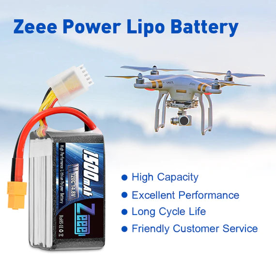 Zeee 4S 1500mAh 14,8V 120C Graphen-Akku XT60 (2 Stück)