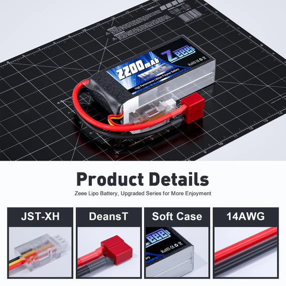 Zeee 2S 2200mAh 7,4V 50C Deans Shorty Lipo Akku (2 Stück)