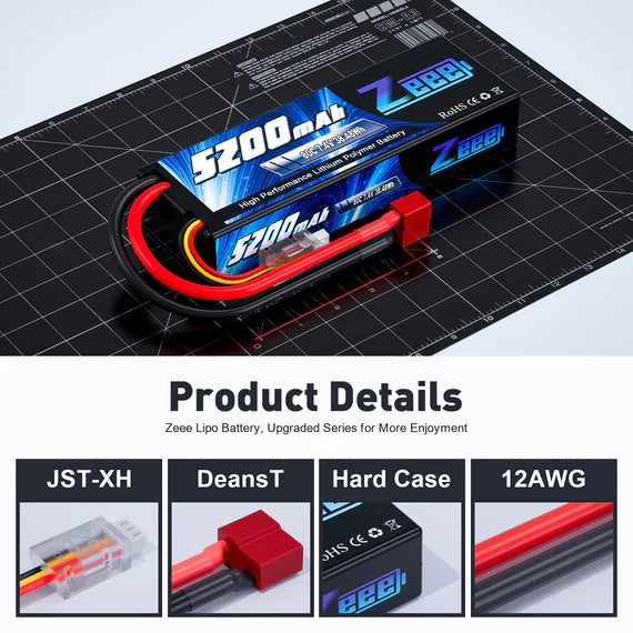 Zeee 2S 5200mAh 7.4V 80C Hardcase Deans T Plug LiPo Akku