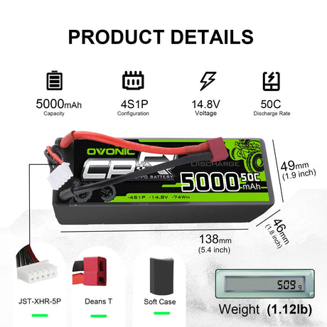 Ovonic Car 4S 5000mAh 50C 14,8V LiPo Akku Hardcase mit Deans Stecker