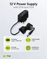 Goobay 12-V-Netzteil (12 W / 1,0 A) - mit DC-Stecker 5,5 mm x 2,1 mm