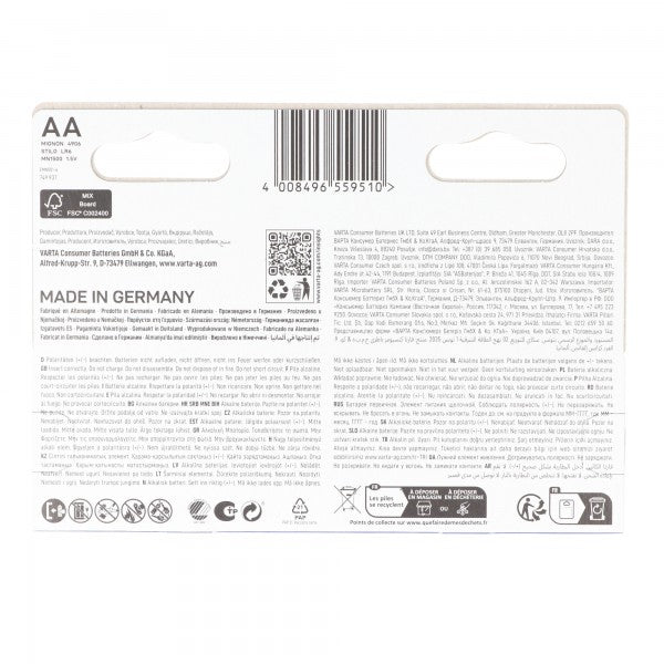 Varta Batterie Alkaline Mignon AA LR06 1,5V Blister (8-Pack)