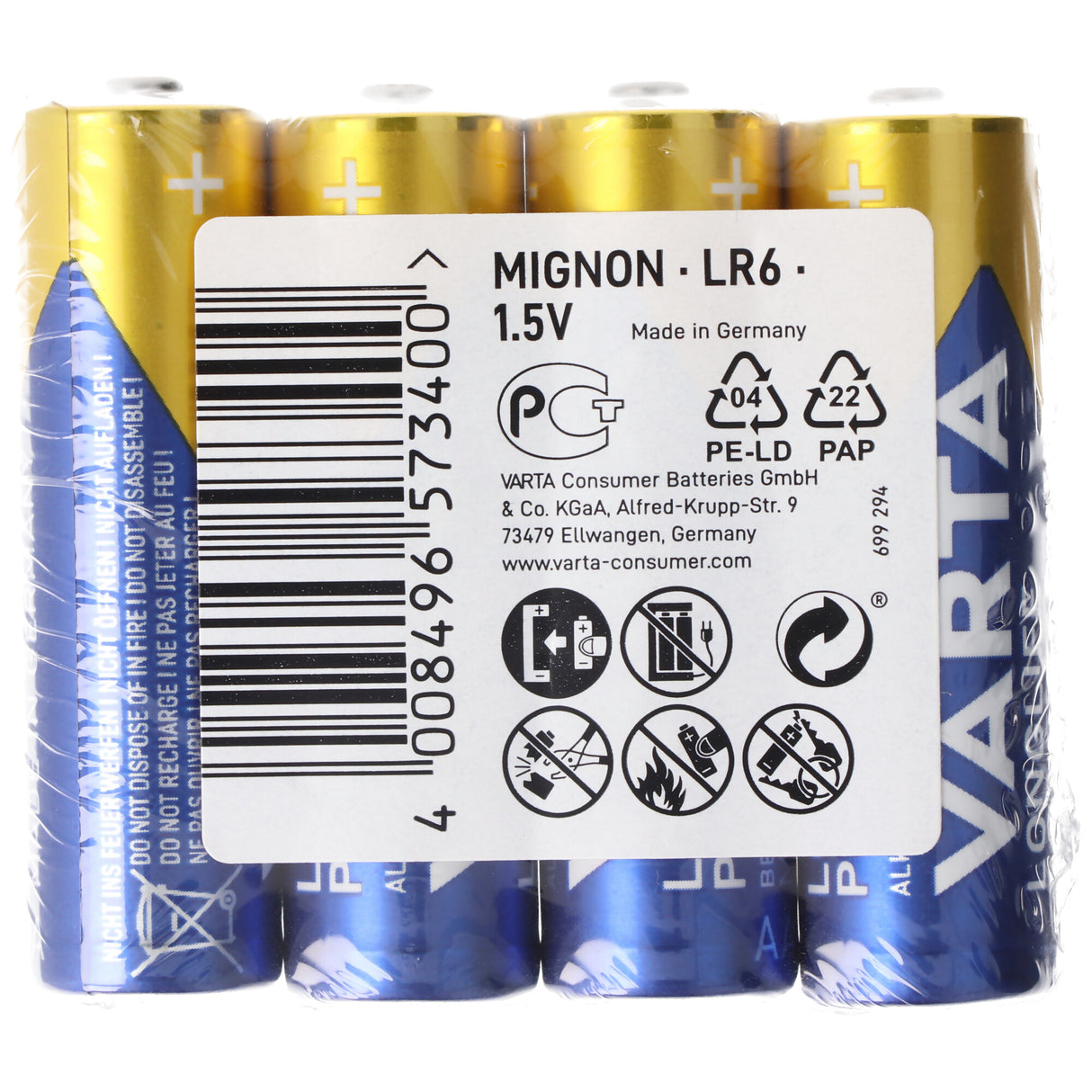 Varta Longlife Power ehem. High Energy 4906 Mignon AA LR6 40er Box in Folie