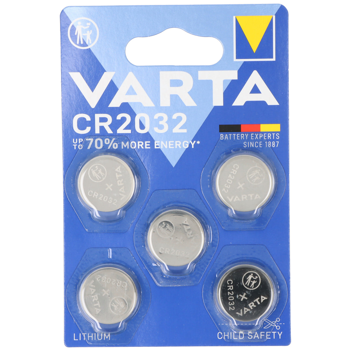 Varta Batterie Lithium, Knopfzelle, CR2032, 3V Electronics, Retail Blister 5-Pack