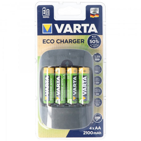 Varta 57680 Eco Charger inklusive 4x AA 2100mAh 56816 50 Prozent Bioplastic