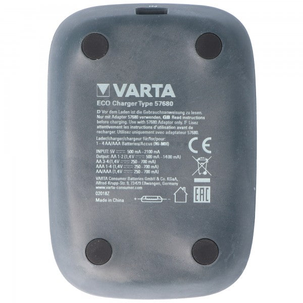 Varta 57680 Eco Charger inklusive 4x AA 2100mAh 56816 50 Prozent Bioplastic