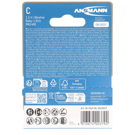 Ansmann X-Power Alkaline Batterie Baby C, LR14, 2er Papierblister